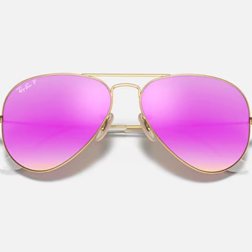 Ray-Ban Aviator Sunglasses -PinkRay-Ban aviators with vibrant pink NWT POLARIZED - Picture 3 of 8